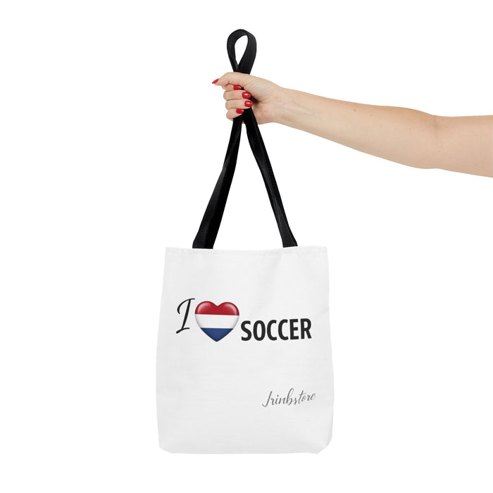 I Love Soccer Tote Bag — Heart Flag Design Soccer Fan Shopper