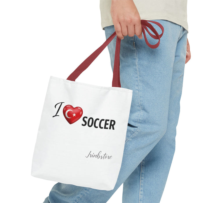 I  SOCCER Turkey Flag Tote Bag — Lightweight Game Day Canvas Tote