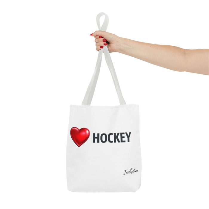 Love Hockey Tote Bag – Heart Emoji Hockey Fan Tote