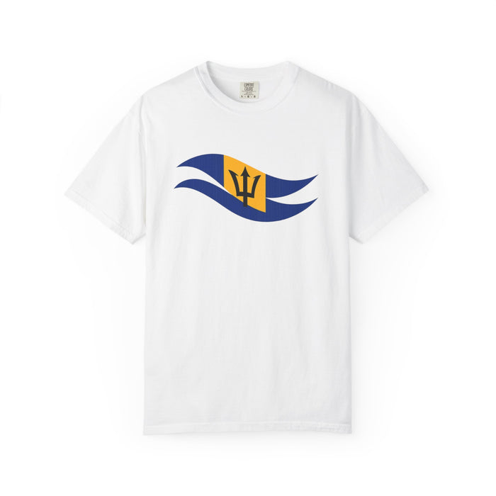 Barbados Wave Flag T-Shirt — Trident Crest Graphic Tee