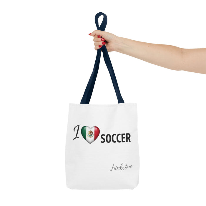 I  Soccer Tote Bag — Mexican Flag Heart Soccer Fans Gift