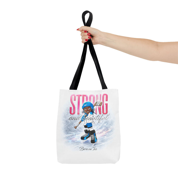 Strong and Beautiful Hockey Girl Tote Bag – Born on Ice Inspirational Sports Tote
