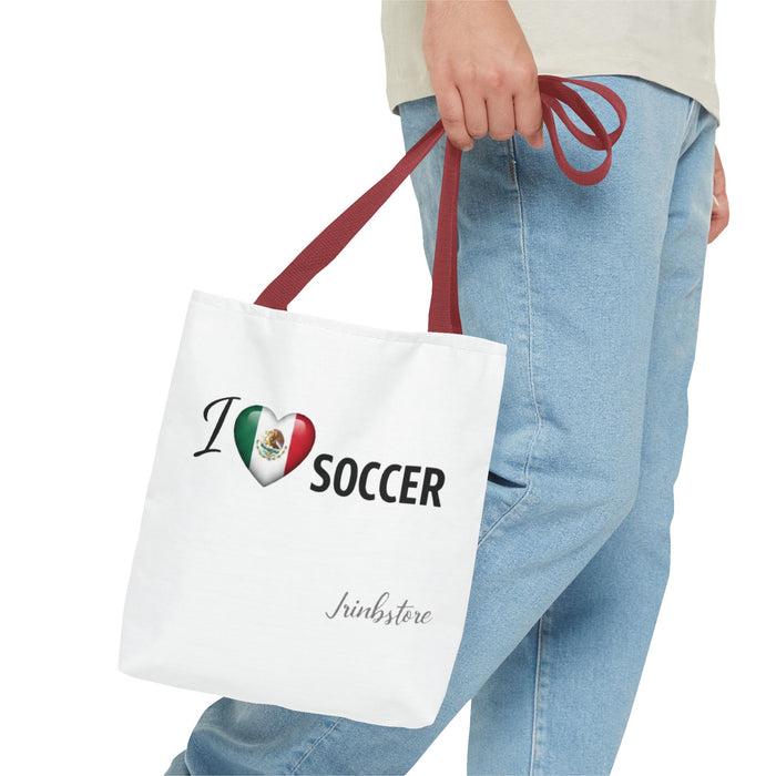 I  Soccer Tote Bag — Mexican Flag Heart Soccer Fans Gift