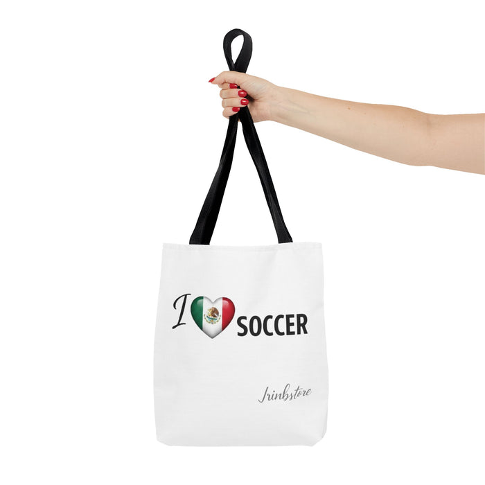 I  Soccer Tote Bag — Mexican Flag Heart Soccer Fans Gift