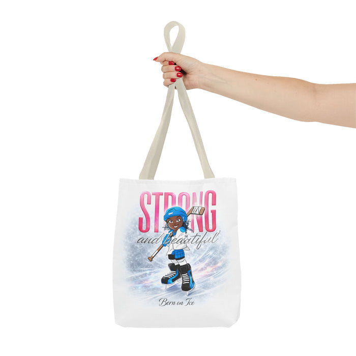 Strong and Beautiful Hockey Girl Tote Bag — Born on Ice All-Over Print