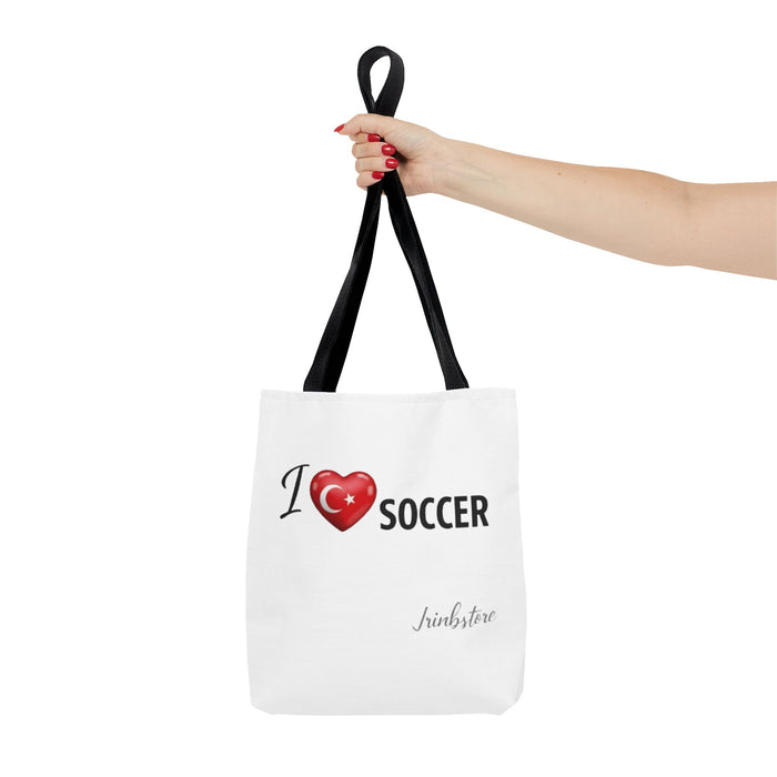 I  SOCCER Turkey Flag Tote Bag — Lightweight Game Day Canvas Tote