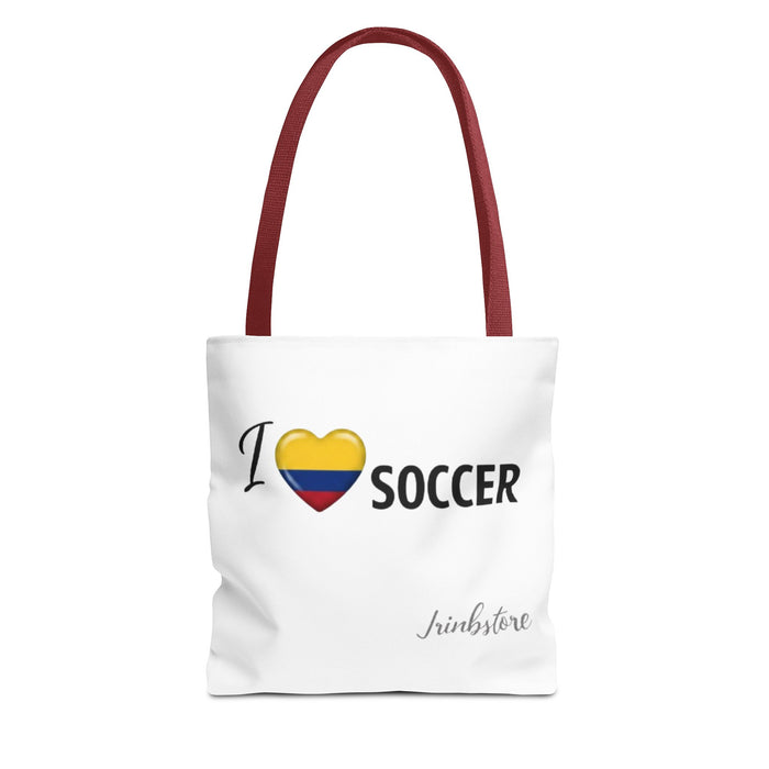 I Love Soccer Tote Bag — Colombia Flag Heart Soccer Fan Tote