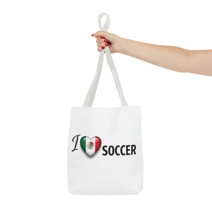 I  Soccer Tote Bag — Mexican Flag Heart Design