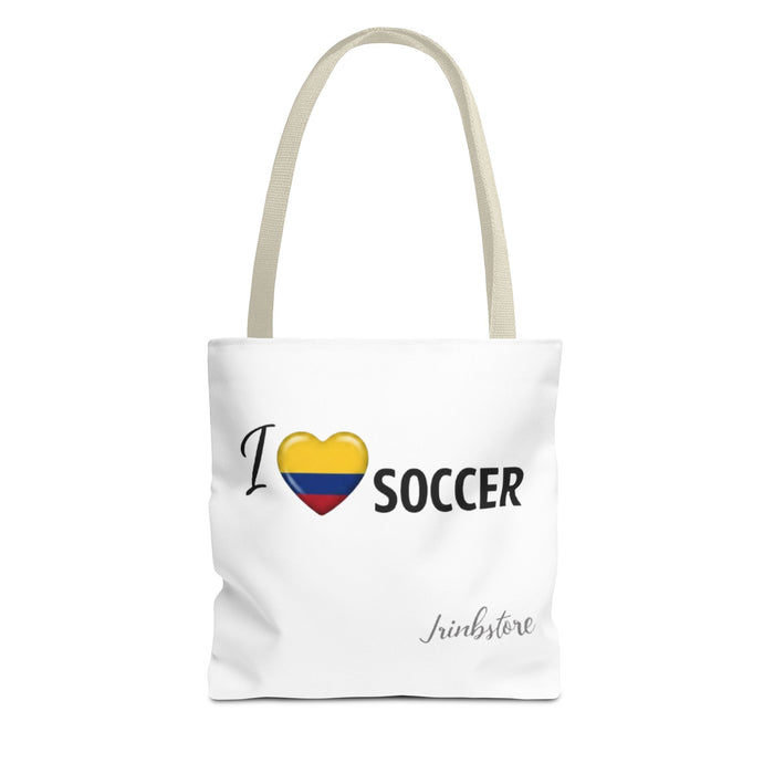 I Love Soccer Tote Bag — Colombia Flag Heart Soccer Fan Tote