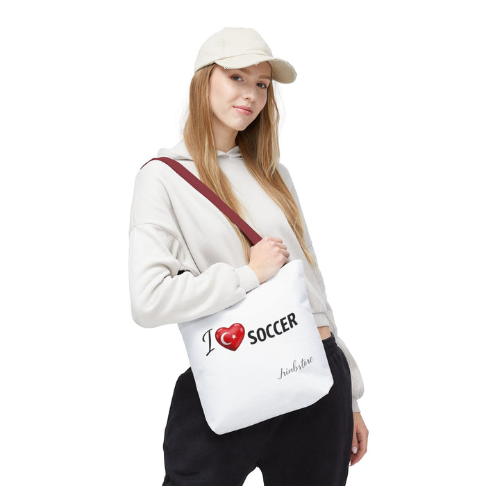 I  SOCCER Turkey Flag Tote Bag — Lightweight Game Day Canvas Tote
