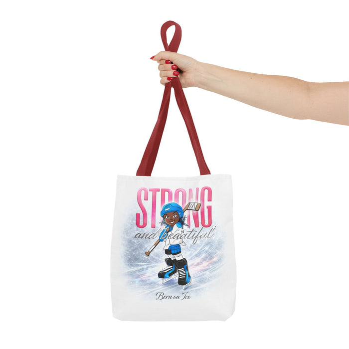 Strong and Beautiful Hockey Girl Tote Bag — Born on Ice All-Over Print