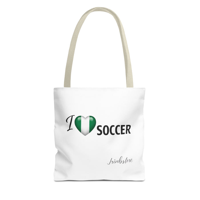 I Heart Soccer Tote Bag — Nigeria Flag Heart Soccer Fan Tote