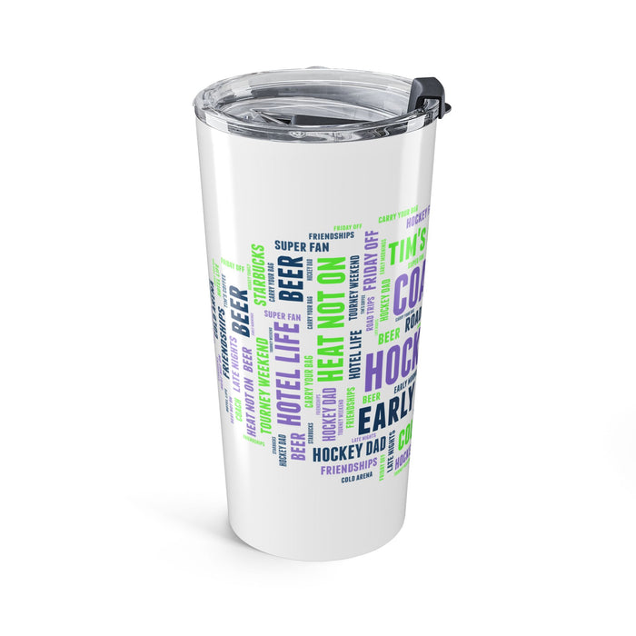 Hockey Dad Word Cloud 20oz Tumbler – Coach, Early Mornings & Road Trips Travel Cup