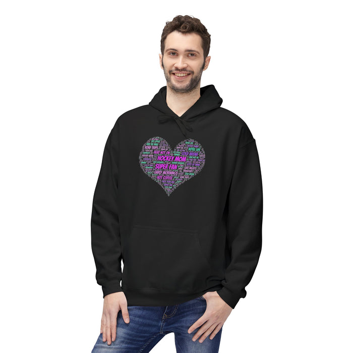 Love Word Cloud Heart Hoodie - Inspirational Typography Pullover