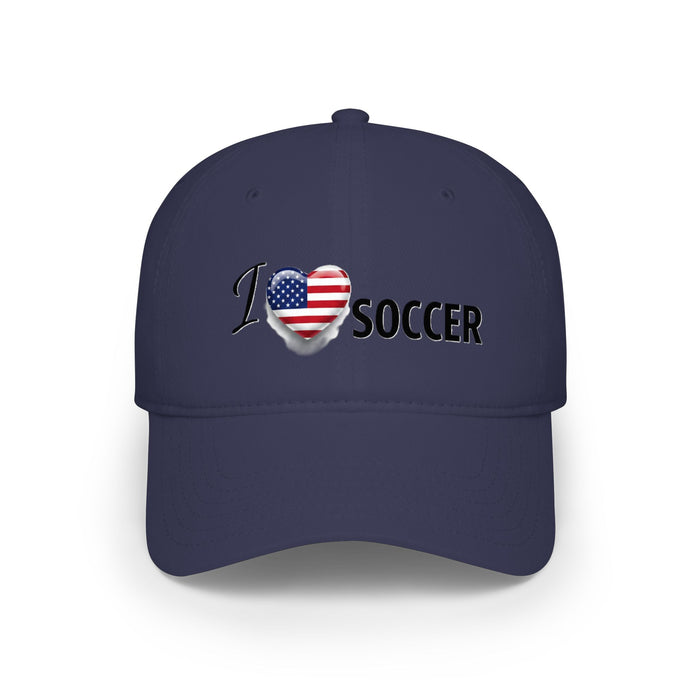 USA Flag Heart "I Love Soccer" Baseball Cap