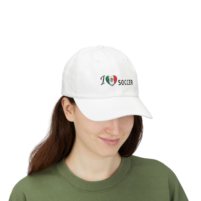 Mexican Flag Heart 'I Love Soccer' Baseball Cap