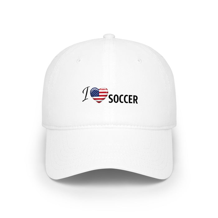 I  Soccer Baseball Cap — American Flag Heart Soccer Fan Hat