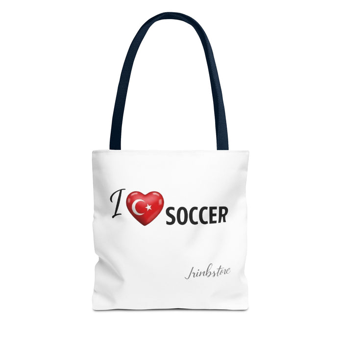 I  SOCCER Turkey Flag Tote Bag — Lightweight Game Day Canvas Tote
