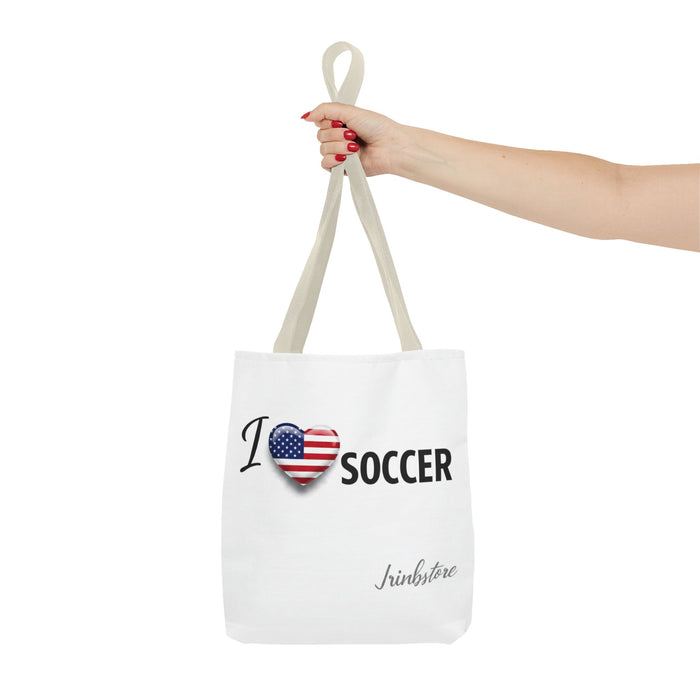 I Heart Soccer Tote Bag — USA Flag Heart Soccer Tote