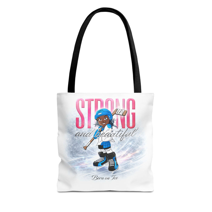 Strong and Beautiful Hockey Girl Tote Bag – Born on Ice Inspirational Sports Tote