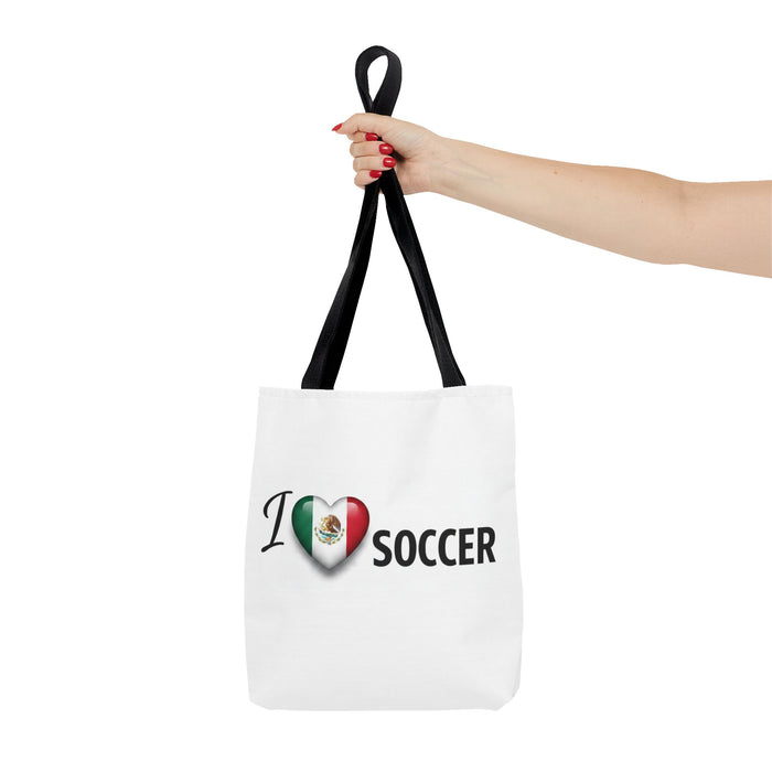 I  Soccer Tote Bag — Mexican Flag Heart Design