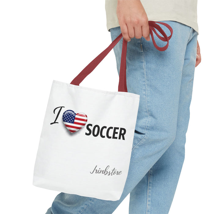I Heart Soccer Tote Bag — USA Flag Heart Soccer Tote