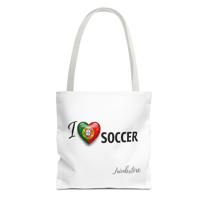 I Love Soccer Tote Bag – Portugal Heart Flag Design