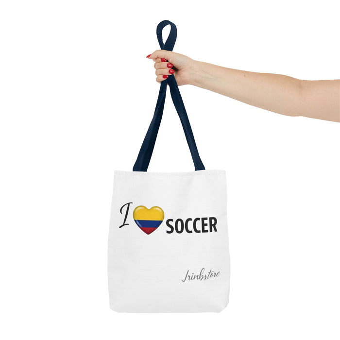 I Love Soccer Tote Bag — Colombia Flag Heart Soccer Fan Tote