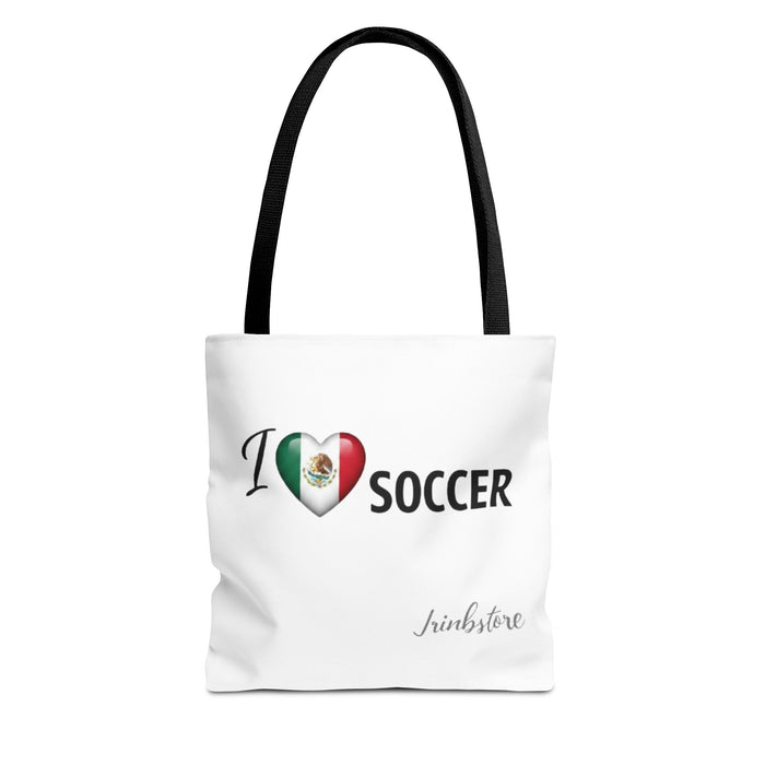 I  Soccer Tote Bag — Mexican Flag Heart Soccer Fans Gift