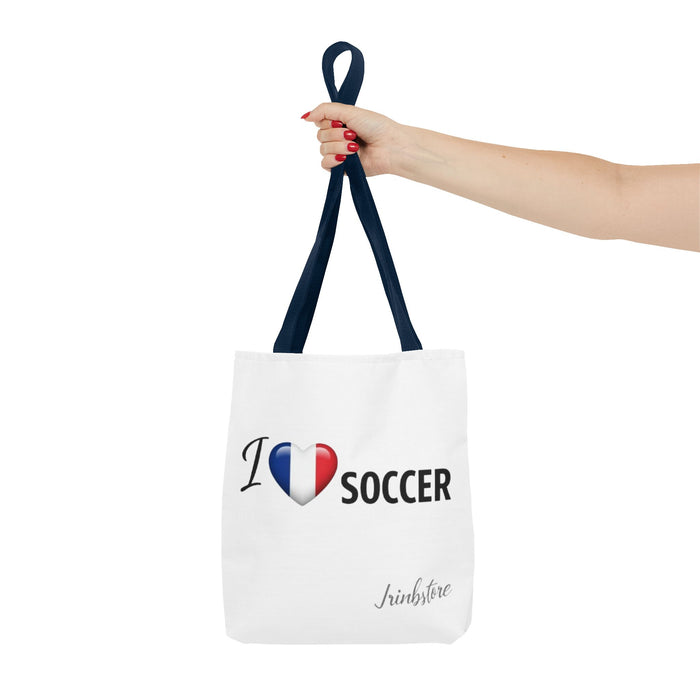 Soccer Tote Bag - "I  Soccer" with French Flag Heart, Casual Sports Fan Gift