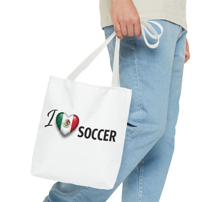 I  Soccer Tote Bag — Mexican Flag Heart Design