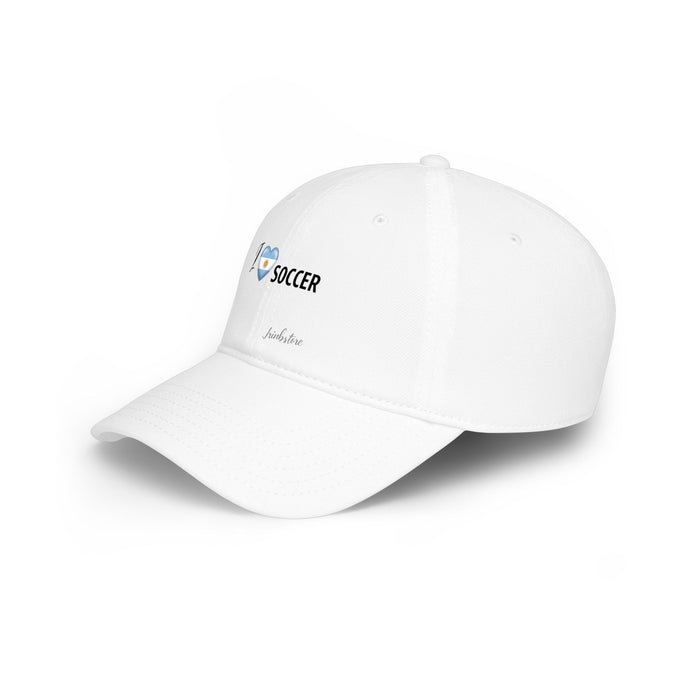 I Heart Soccer Low Profile Baseball Cap – Argentina Flag Heart 
