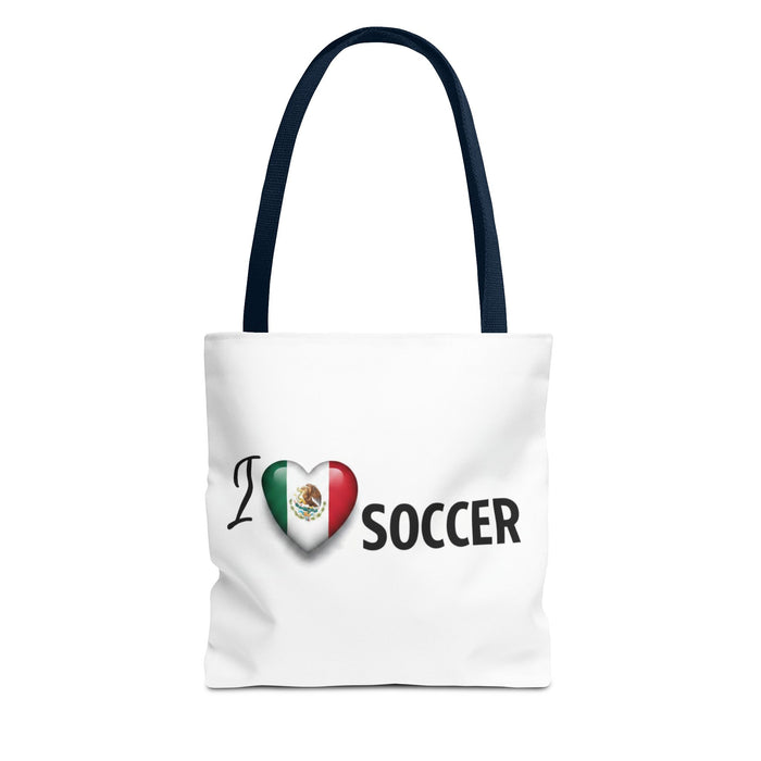 I  Soccer Tote Bag — Mexican Flag Heart Design