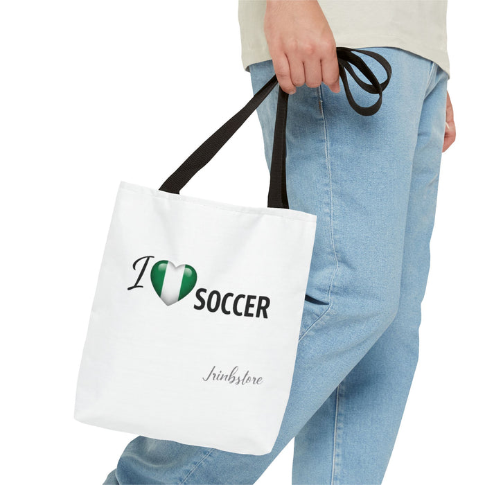I Heart Soccer Tote Bag — Nigeria Flag Heart Soccer Fan Tote