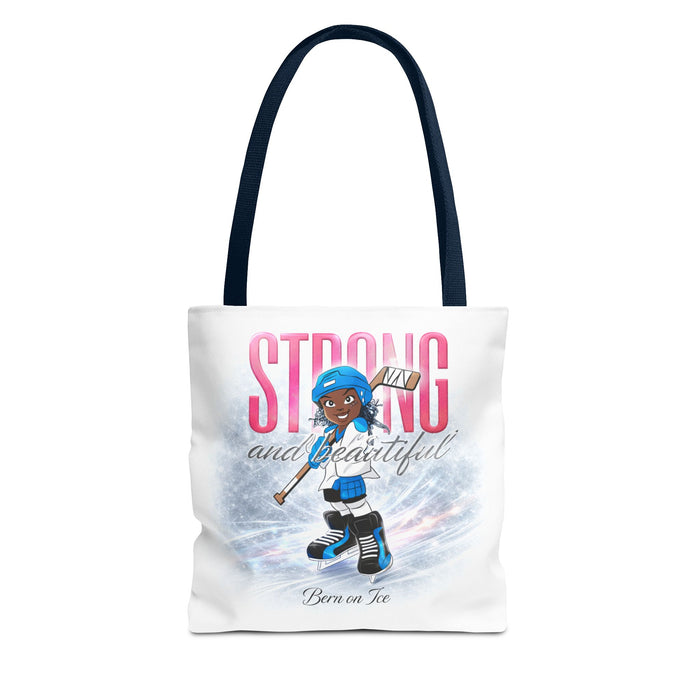 Strong and Beautiful Hockey Girl Tote Bag — Born on Ice All-Over Print