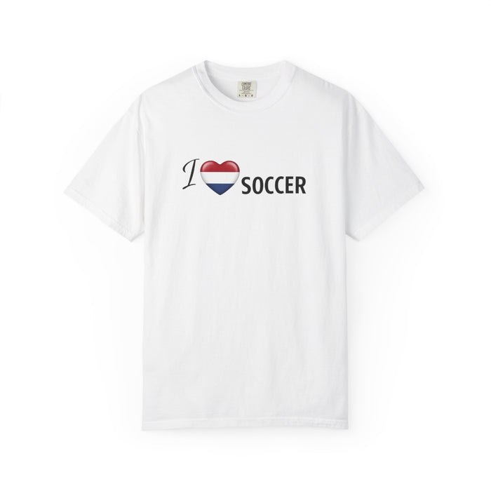 I Heart Soccer T‑Shirt — Flag Heart Soccer Fan Tee
