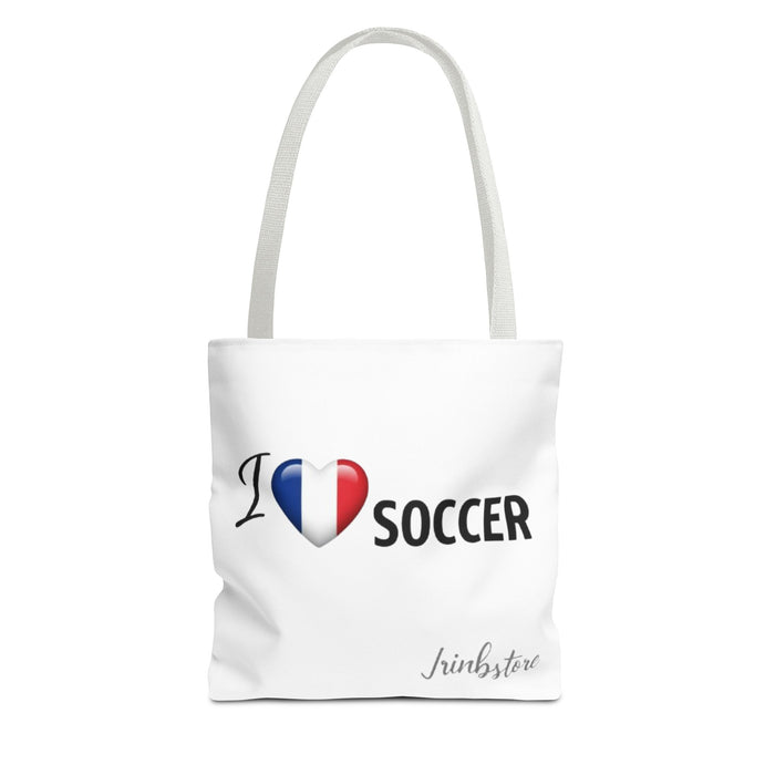 Soccer Tote Bag - "I  Soccer" with French Flag Heart, Casual Sports Fan Gift