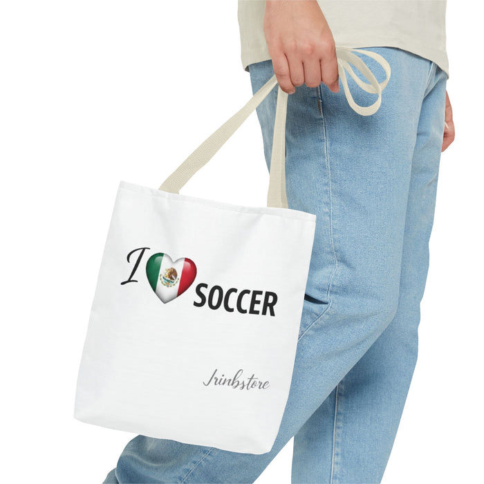 I  Soccer Tote Bag — Mexican Flag Heart Soccer Fans Gift