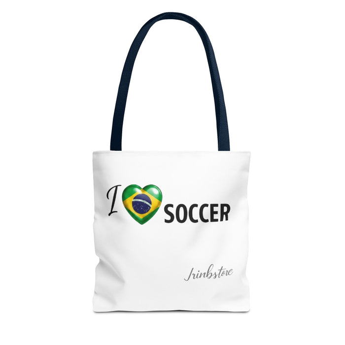 I  Soccer Tote Bag — Brazil Flag Heart Soccer Fan Tote