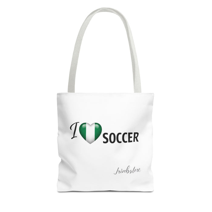 I Heart Soccer Tote Bag — Nigeria Flag Heart Soccer Fan Tote
