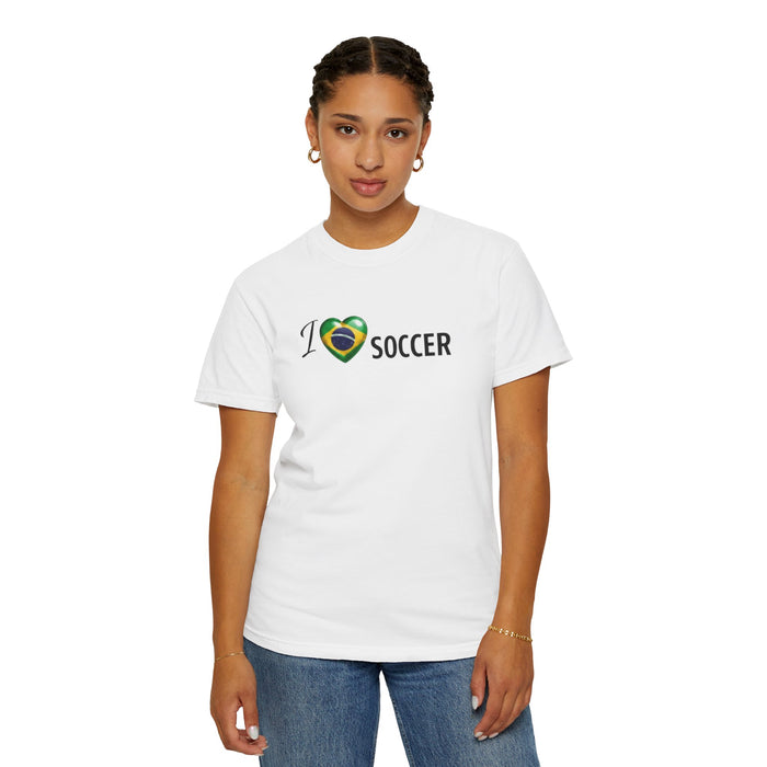 I Love Brazil Soccer T-Shirt — Brazilian Flag Heart Soccer Tee