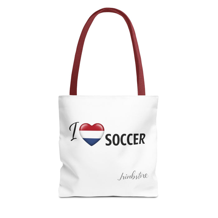 I Love Soccer Tote Bag — Heart Flag Design Soccer Fan Shopper