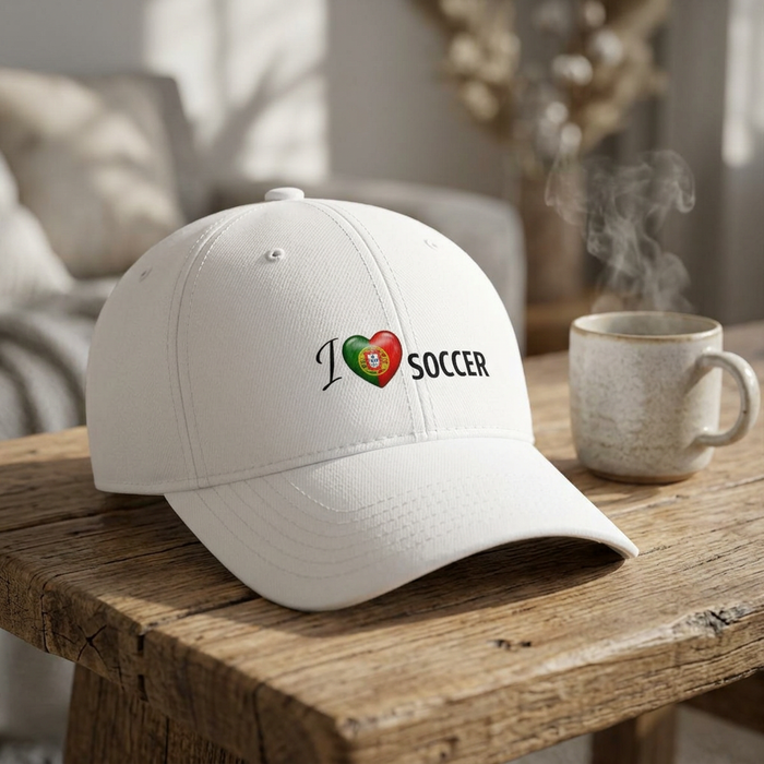Spain Flag Heart 'I Love Soccer' Baseball Cap