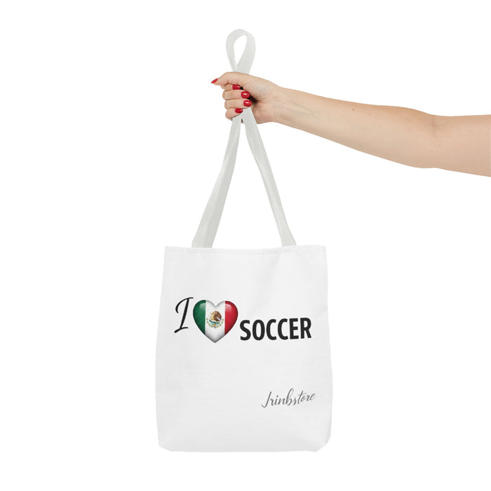I  Soccer Tote Bag — Mexican Flag Heart Soccer Fans Gift