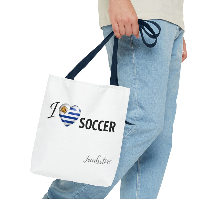 I Love Soccer Uruguay Flag Tote Bag — Soccer Fan Gift, Uruguay Football Supporter Tote