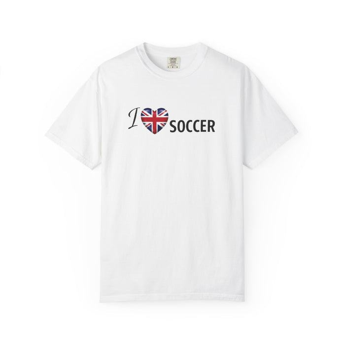 I Heart UK Soccer T-Shirt — British Flag Heart Soccer Tee