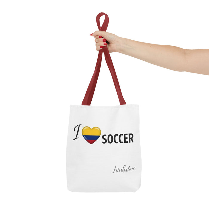 I Love Soccer Tote Bag — Colombia Flag Heart Soccer Fan Tote