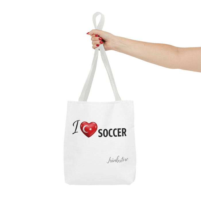 I  SOCCER Turkey Flag Tote Bag — Lightweight Game Day Canvas Tote