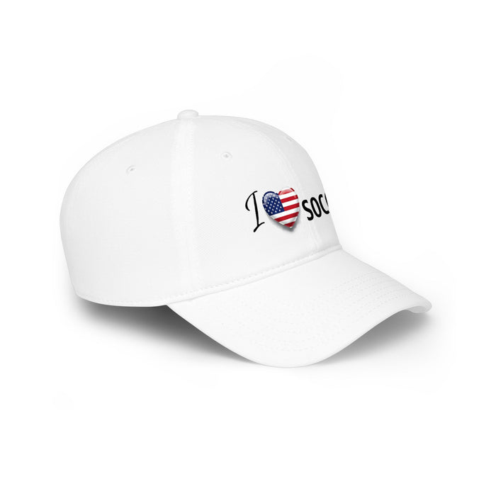 USA Flag Heart "I Love Soccer" Baseball Cap