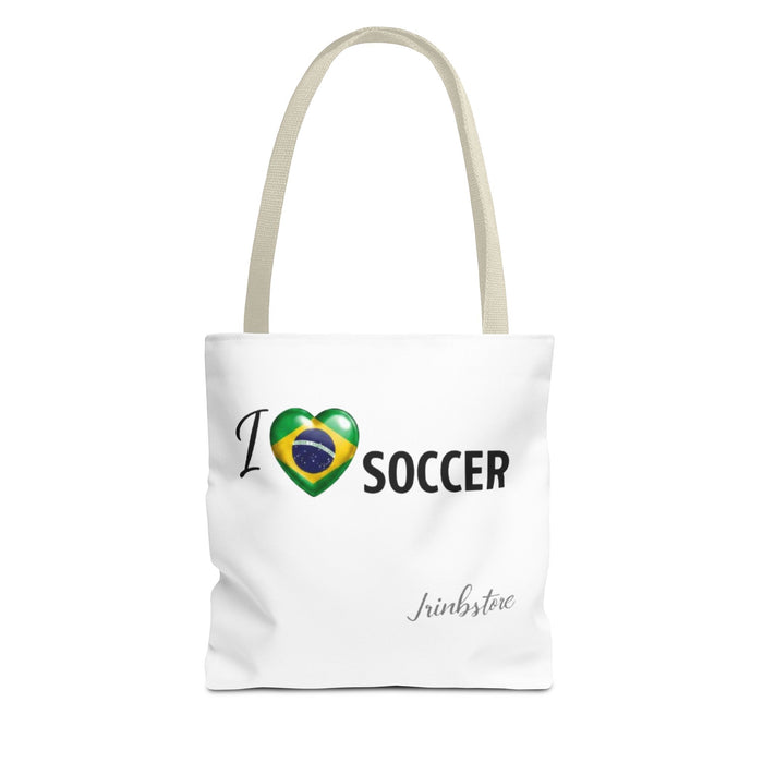 I  Soccer Tote Bag — Brazil Flag Heart Soccer Fan Tote